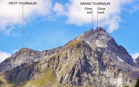 La cima nord del Grand Tournalin vista dalla cima sud