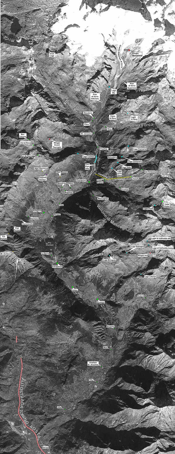 Foto satellitare della Val d'Ayas (157 Kb)